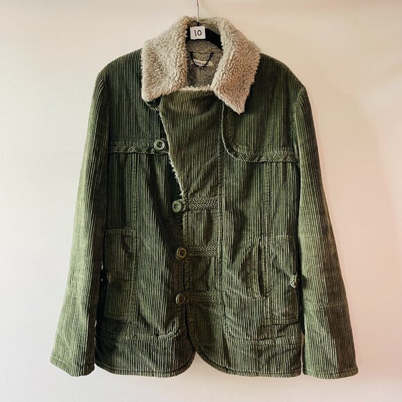 Cloth Logic Womens Army Green Long Sleeve Y2K Sherpa Lined Jacket Size Small - Picture 1 of 10